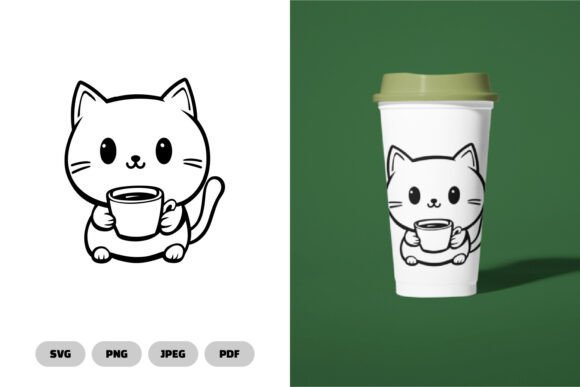 Coffee Cat SVG Clipart