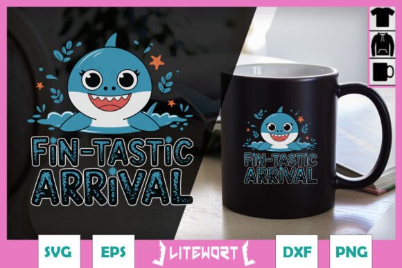 Cute Shark Fin-tastic Arrival Funny SVG for Crafts and Graphics