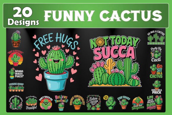 Funny Cactus SVG Bundle for Crafts and Graphics