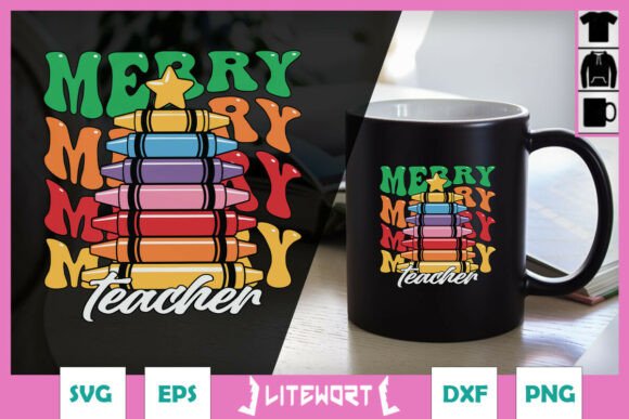 Merry Teacher Christmas Funny SVG Graphics for Crafts
