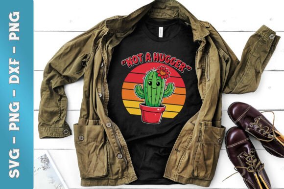 Not A Hugger Happy Cactus Funny SVG