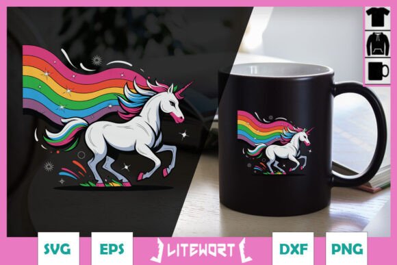 Rainbow Unicorn Gallop Funny SVG for Crafts and Graphics