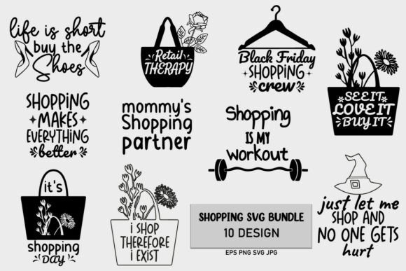 Shopping Funny SVG Bundle for Crafts and Graphics