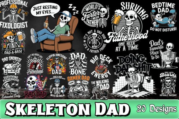 Skeleton Dad SVG Bundle for Crafts and Graphics